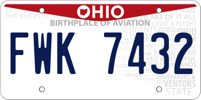 OH license plate FWK7432