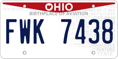 OH license plate FWK7438