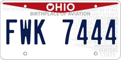 OH license plate FWK7444