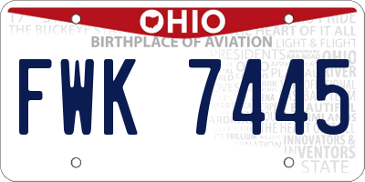 OH license plate FWK7445
