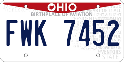 OH license plate FWK7452