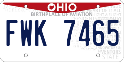 OH license plate FWK7465