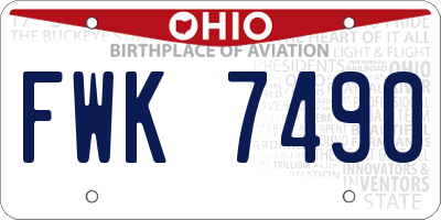 OH license plate FWK7490