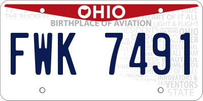 OH license plate FWK7491