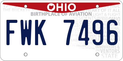 OH license plate FWK7496