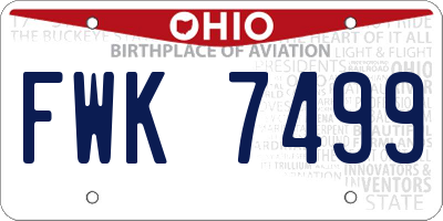 OH license plate FWK7499