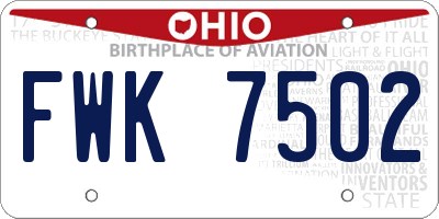 OH license plate FWK7502