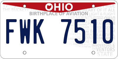 OH license plate FWK7510