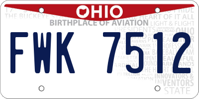 OH license plate FWK7512