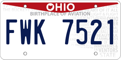 OH license plate FWK7521