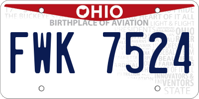 OH license plate FWK7524