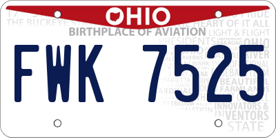 OH license plate FWK7525