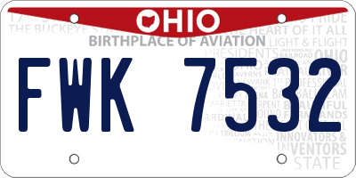 OH license plate FWK7532