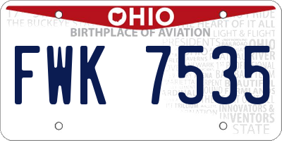 OH license plate FWK7535