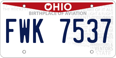 OH license plate FWK7537