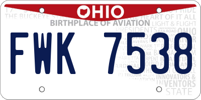 OH license plate FWK7538