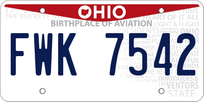 OH license plate FWK7542