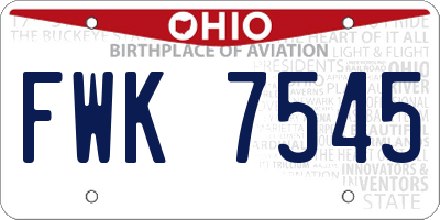 OH license plate FWK7545