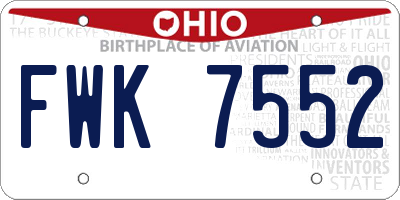 OH license plate FWK7552