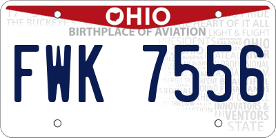OH license plate FWK7556