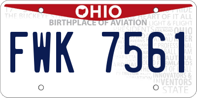 OH license plate FWK7561