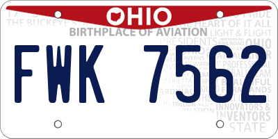 OH license plate FWK7562