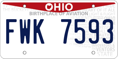 OH license plate FWK7593