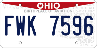 OH license plate FWK7596