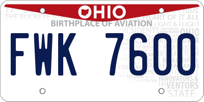 OH license plate FWK7600