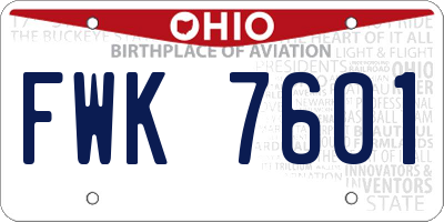 OH license plate FWK7601