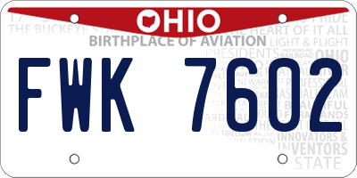 OH license plate FWK7602