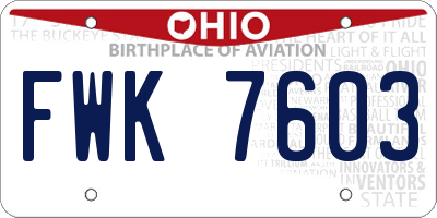OH license plate FWK7603