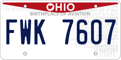 OH license plate FWK7607