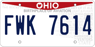 OH license plate FWK7614