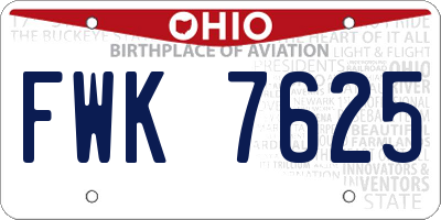 OH license plate FWK7625