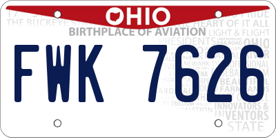 OH license plate FWK7626