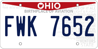 OH license plate FWK7652