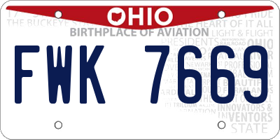 OH license plate FWK7669