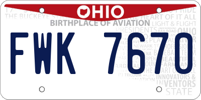 OH license plate FWK7670