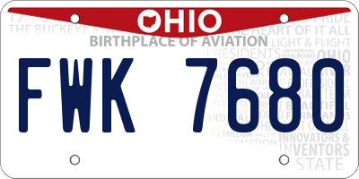 OH license plate FWK7680