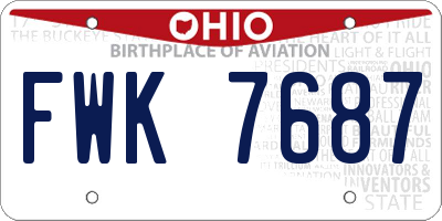 OH license plate FWK7687