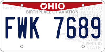 OH license plate FWK7689