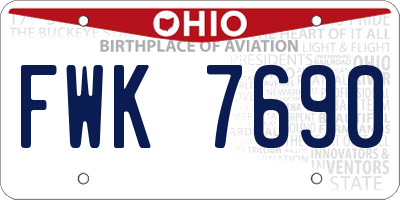 OH license plate FWK7690