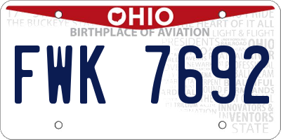 OH license plate FWK7692