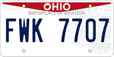 OH license plate FWK7707