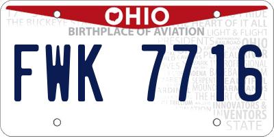 OH license plate FWK7716