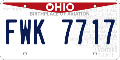 OH license plate FWK7717