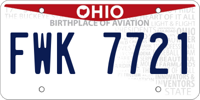OH license plate FWK7721