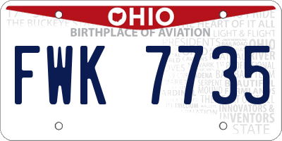 OH license plate FWK7735
