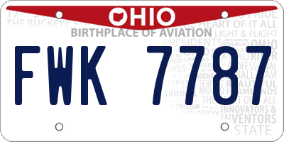 OH license plate FWK7787